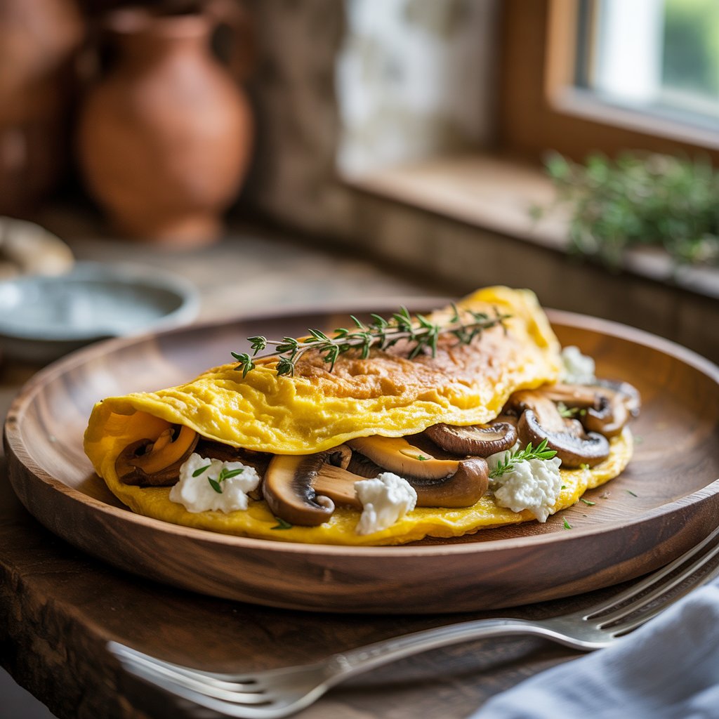 Mushroom and Goat Cheese Omelet